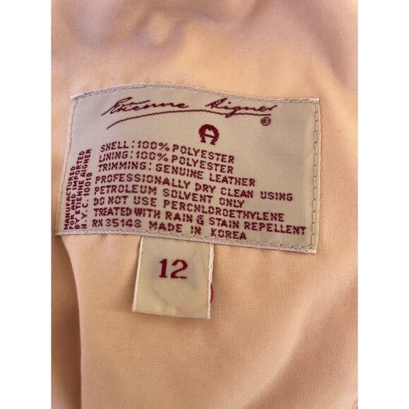 Etienne Aigner Womens Jacket Lightweight TanCoat Sz 12 Logo Lining FLAWED - Picture 13 of 14